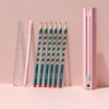 Cute Pencil Box Hexagonal with 6 Pencils Standing Pen Holder