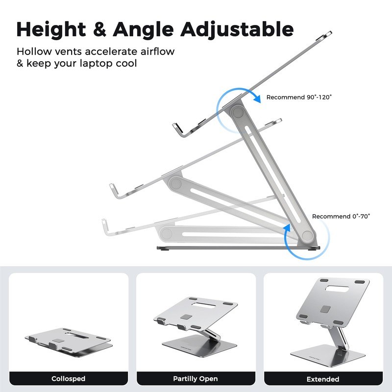 AboveTEK Laptop Stand, Adjustable Portable Computer Riser, Ergonomic Aluminum Notebook