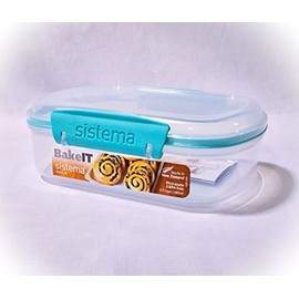 Sistema Bake It Food Storage for Baking Ingredients, Toppings Container, 2.9 Cups, Clear with Aqua Accents