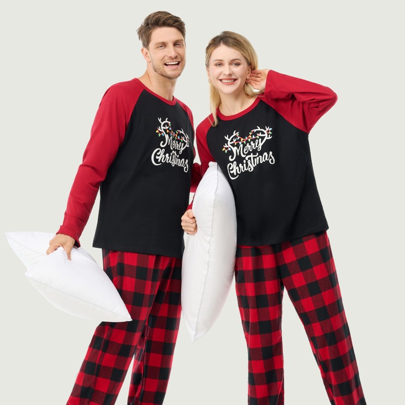 Giggling Getup Red Black Plaid Adult Womens Christmas Pajamas, Christmas