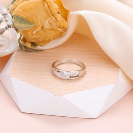 YinShan 925 Sterling Silver I am Enough CZ Engagement Rings for Women Inspirational Ring Size 8