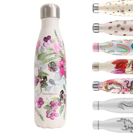 Chilly's Water Bottle, Stainless Steel and Reusable, Leak-Proof, Sweat-Free, Winter Flowers, 500 ml