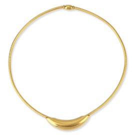 Mikovivi Gold Curved Bar Tube Necklace, Stainless Steel Thick Statement Collar for Women Metal Snake Chain Necklaces Chunky Round Tube Jewelry Women Gifts