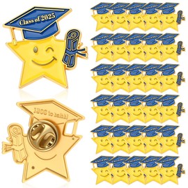 Hoteam 100pcs Graduation Gifts 2025 Smile with Dark Blue Graduation Cap Lapel Pin Bulk Enamel Congrats Grad Brooch for Graduate End of Year Student Gifts Teacher Backpacks Decoration