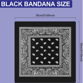 JJiaoLinin Bandana Head Scarf for Men and Women, 2 Pcs Paisley Bandana,Stylish Cowboy Headband Handkerchief,Outdoor Sports Square Bandanas Pirate Head Scarf for Men Women Hip-Hop Sporting (Black)