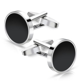 Ouligay Mens Black Cuff Links Cufflinks For Men Groom Classic Shirt CuffLinks for Men Wedding Cuff Links for Father Husband Boyfriend