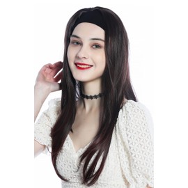 WIG ME UP - H9306-2T33 Wig Hairpiece Half Wig with Headband Mahogany Brown Mix Long Straight Hair Extension 65 cm