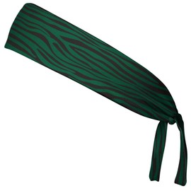 Zebra Hunter Green & Black Elastic Tie Running Fitness Headbands Made In USA