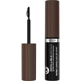 L'Oreal Paris Infallible Volumizing 24H Wear Máscara para cejas, maquillaje de cejas de larga duración para cejas 2 veces más completas, 4.0 castaño o