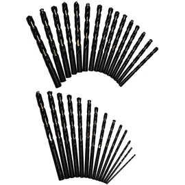 KFD29J-PC KFD 29-Piece High-Speed Steel Jobber Length Drill Bit Set in Plastic Case, Black/Gold Oxide Finish, Round Shank, Spiral Flute, 135 Degrees Split Point, 1/16 to 1/2 Size