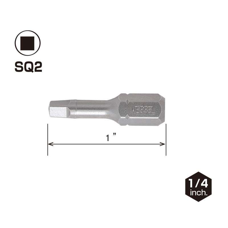 VESSEL Neck Torsion Insert Bits SQ2X25.4 25PC (Bulk)