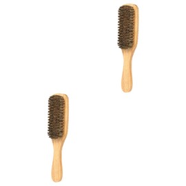 Beavorty 2pcs Bristle Beard Double-sided Styling Maker for Men Portable Comb Brush for Beard Care Handle for Grooming Detangling Facial Hair
