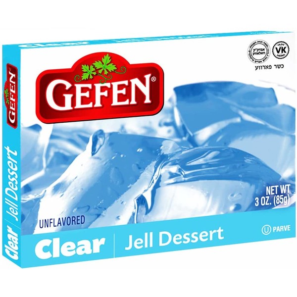 Gefen Clear Unflavoured Jello, 85g | Instant Jelly Powder, Vegan Friendly, Easy to Prepare, Great for Desserts, Certified Kosher
