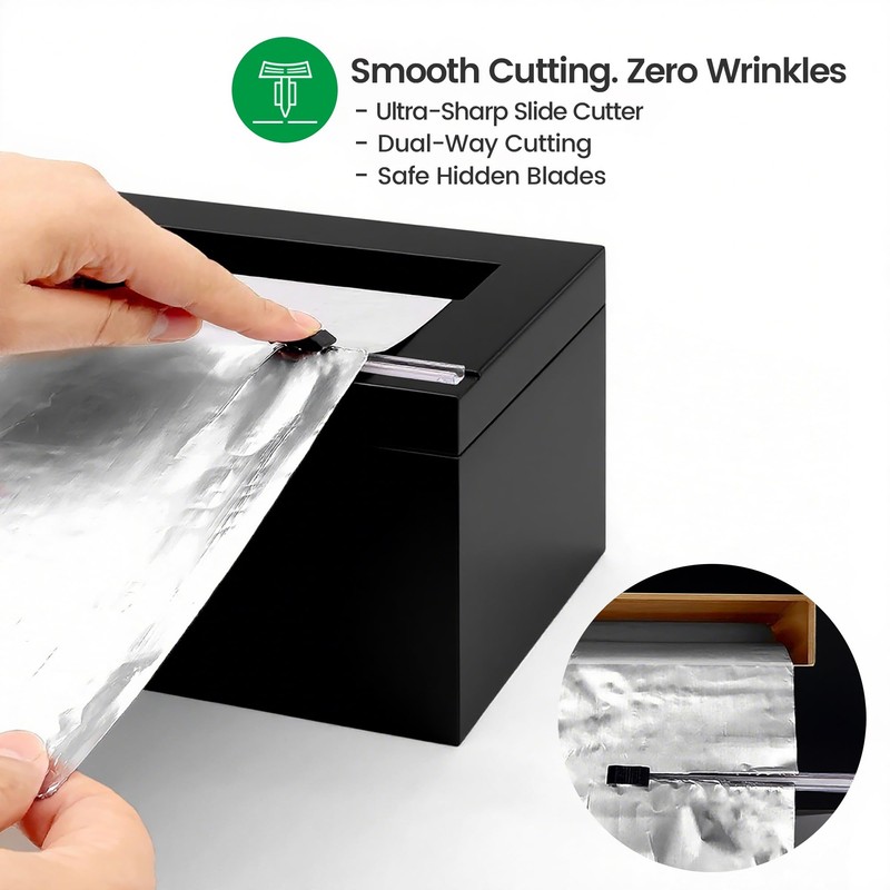 Libreshine Black 18 Inch Plastic Wrap Dispenser with Slide Cutter
