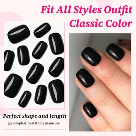 Lifextol 120PC black Square Press on Nails Short Fake Nails Press ons with Adhesive Tabs, 12 Sizes Square Nails Tips Short Acrylic Nails Press on Nails Petite Stick on Nails Artificial Fingernails