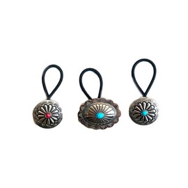 Concho Metal Ponytail Holder Metal Hair Ties Rope Concho Squash Blossom Hair Ring Tie BW34 (3 Pcs-Set)
