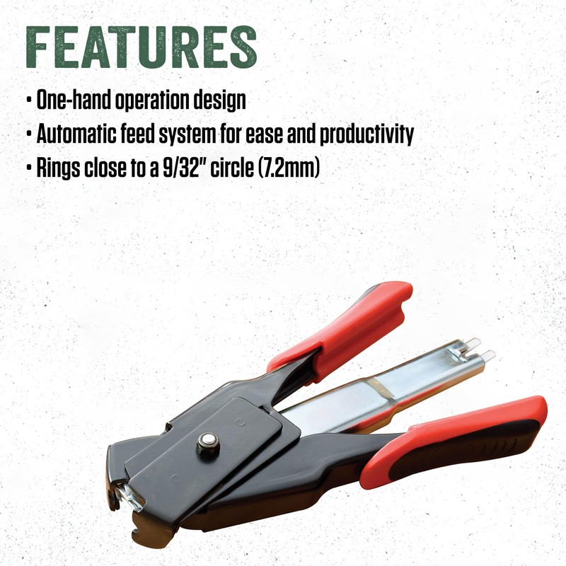 LEM Products Spring-Loaded Hog Ring Pliers, 100 Galvanized Steel Rings,