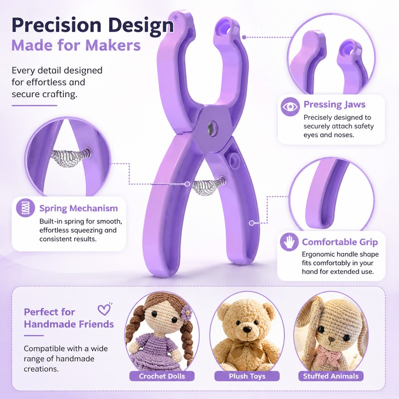 Safety Eye Pliers for Crochet Doll Making – Quick Attacher