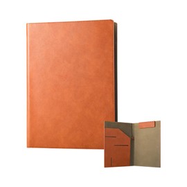 Costowns Ct-83 Bi-Fold Binder Clipboard, A4, Clip File, Thick, Hand, PU Leather, Vertical Document Contract Folder, Holds 30 A4 Document Papers, Includes Pen Holder, Functional Multi-Size Pockets,