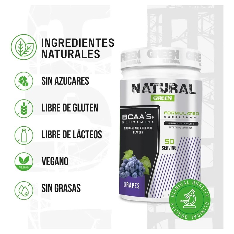 Aminoácidos Bcaas Glutamina Green 1kg Sabores