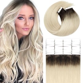 Lacer Cinta En Extensiones De Cabello Cabello Humano 40Pcs 100G Dip Teñido Ombre Marrón Más Oscuro A Rubio Platino Extremos Gruesos Cinta Sin Costura Recta En 20" Cinta De Pelo Humano De Doble Lado En