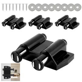 Set of 4 Push to Open Door Opener Set, Push to Open with Screws and Spacers, Magnetic Pressure Door Opener Cabinet for Cabinet Doors, Bookcases, Drawers (Black)