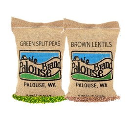 Certified Glyphosate Residue Free Brown Lentils and Green Split Peas | 10 lbs | 100% Desiccant Free | Non-GMO Project Verified | 100% Non-Irradiated | Kosher | USA Grown | Field Traced | Burlap Bag