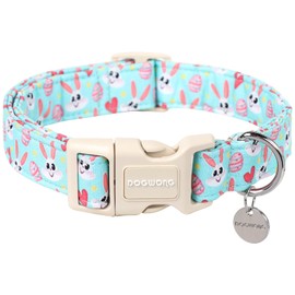DOGWONG Easter Dog Collar, Blue Bunny Egg Dog Collar Soft Durable Adjustable Costume Cute Rabbit Easter Puppy Collar for Small Medium Large Dog