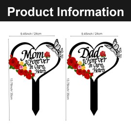 OZIO Memorial Plaque, Dad-b Color, Modern Style, Stainless Steel Metal, Heart Themed Memorial Grave Markers, 0.3x8x14 inches, Outdoor Floor Mount, Wide Cemetery & Garden Use