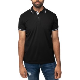 X RAY Men's Polo Shirts Short Sleeve, Slim Performance Stretch Cotton Golf Polos for Men, Black/White, Medium