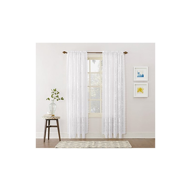 No. 918 Alison Floral Lace Sheer Rod Pocket Curtain Panel,