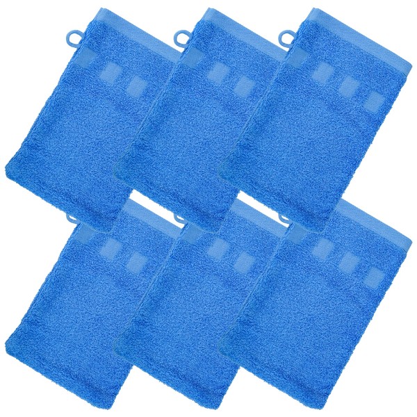 Made Easy Kit - Manoplas de baño – Paquete de 6 – (6 x 9 Pulgadas) de Estilo Europeo con Lazo por MEK (Azul caribeño, 6 x 9 Pulgadas)