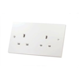 2 GANG UNSWITCHED 13A SOCKET WHITE PLASTIC LG9142