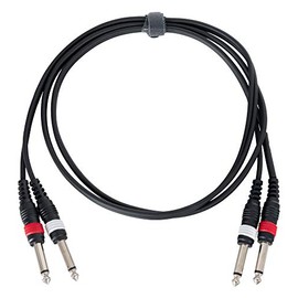 Pronomic J4J-1.5 Audio Cable - 2 x 6.3 mm Mono Jack to 2 x 6.3 mm Mono Jack - Length: 1.5 m - Flexible and Robust - Colour Coded Plugs - Black