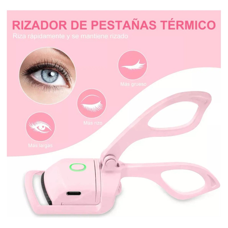 Enchinador Eléctrico Rizador Levanta Pestañas Caliente Color 2 Piezas +
