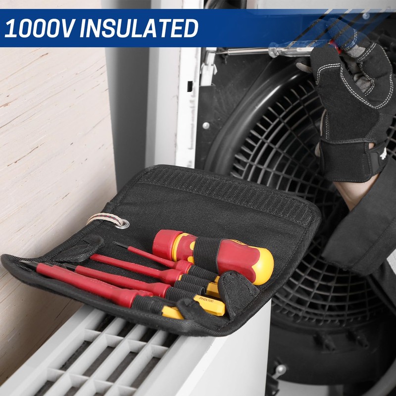 WISEPRO 1000V Insulated Screwdrivers Set with Pouch, 8 PCS Electrical