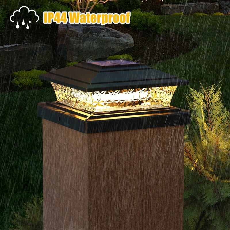 APONUO Solar Post Lights Outdoor, 2 Lighting Modes 16 LEDs