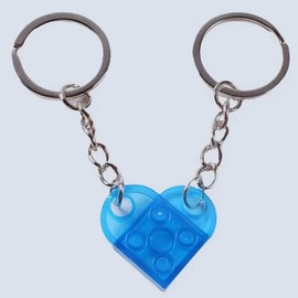 Matching Connecting Brick Keychain for Couples and Best Friends High Quality Durable Gifts for Him Gifts for Her Anniversary Birthday Father's Day Building Blocks Valentine's Day - Color: Clear Blue