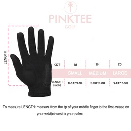 CROWNBLANKS PINKTEE Women's RainGrip Golf Glove Left Hand All Weather Ladies Soft Golf Gloves with Ball Marker (Blackwhite, Large)