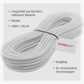 Seilwerk STANKE Braided Rope, Polypropylene, Mooring Rope, Rigging Rope, 1 Running Metre, 10 mm, White