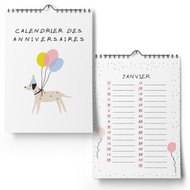 Birthday Calendar Year Independent (French) – Perpetual Calendar Undated for Entering Birthdays (Confetti, A4)