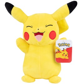 Jazwares Juguete de Peluche Pokémon Feliz Pikachu, Grande, 12 Pulgadas, con Licencia Oficial, Gran Regalo para niños