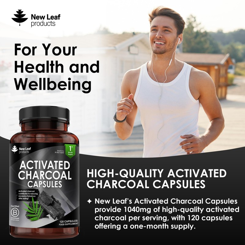 Activated Charcoal Capsules - 120 High Strength Activated Charcoal Tablets