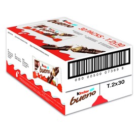 Ferrero Kinder Bueno Wafer Cookies, 1.5 Ounce (43 g) (Pack of 30)