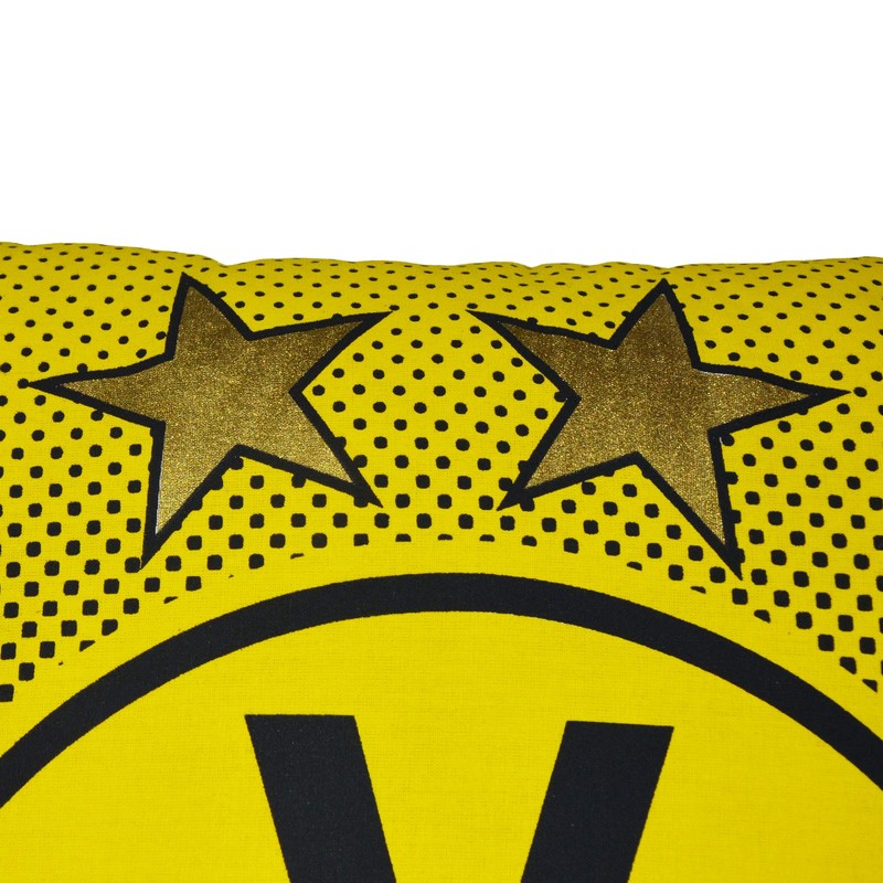 Borussia Dortmund, Polyester, BVB cushion with emblem, black/yellow, 40 x