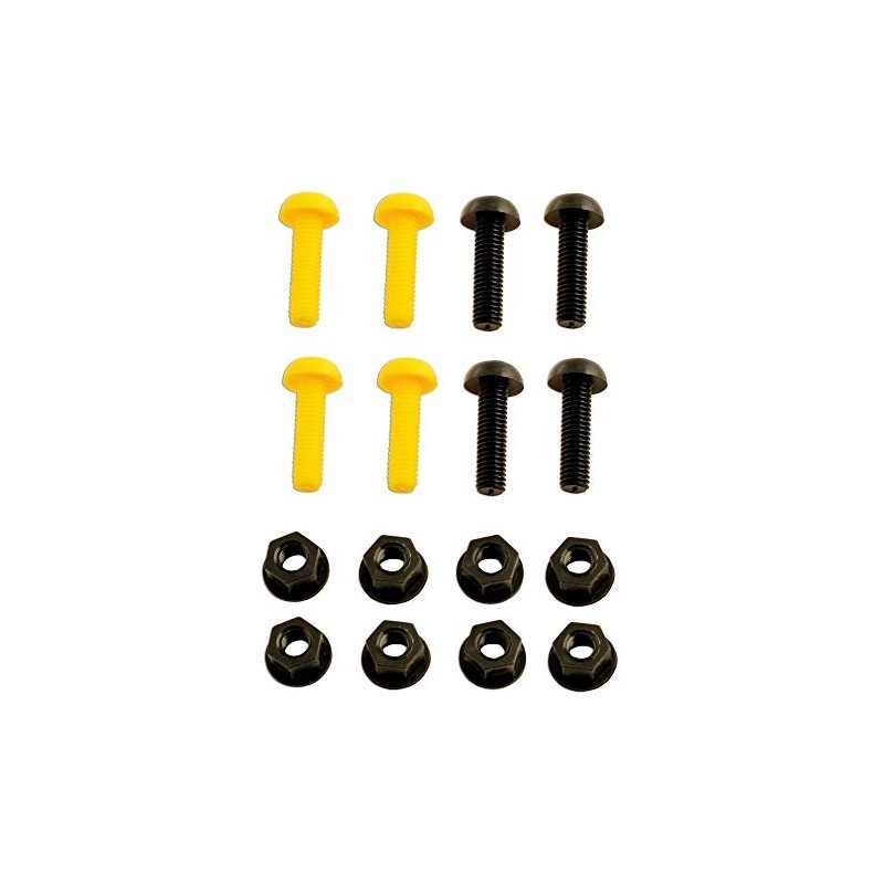 BEK-FIX Yellow & Black Plastic Number Plate Screws Nuts Bolts