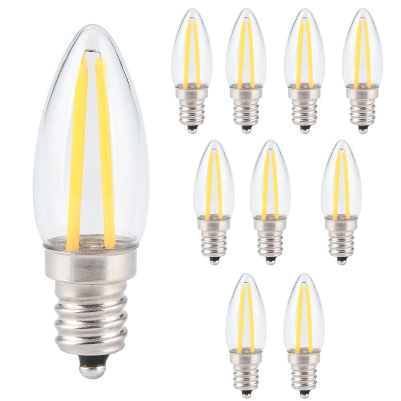 10Pcs E12 Long Filament Small LED Light Bulbs Dimmable Lamp