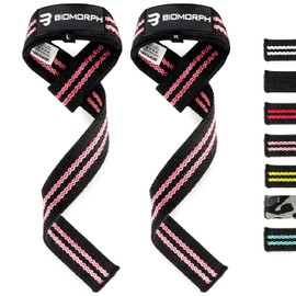 BIOMORPH Professional Lifting Straps 60 cm for Strength Training, Fitness, Bodybuilding - Lifting Straps for Men and Women with Instructions (Pink)
