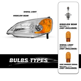 SOCKIR Compatible with 2001-2003 Honda Civic Headlight Assembly Replacement Driver and Passenger Side