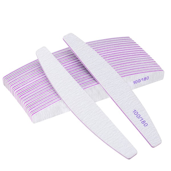 20 x Professional Double-Sided Reusable Nail Files 100/180 Grit for